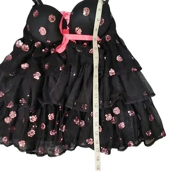 VICTORIA’S Secret Babydoll Slip Black Lace Flirty Sexy Little Thing top. 34 B - Picture 8 of 16